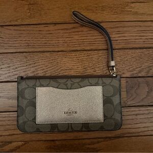 Coach Light Tan and Brown Signature Wristlet